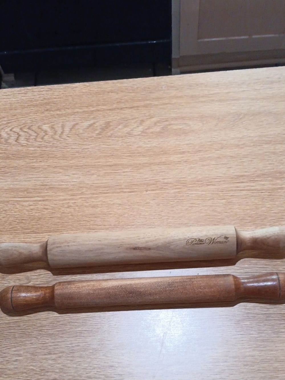 Set Of Two Wood Rolling Pins, One Pioneer Woman, One Unbranded